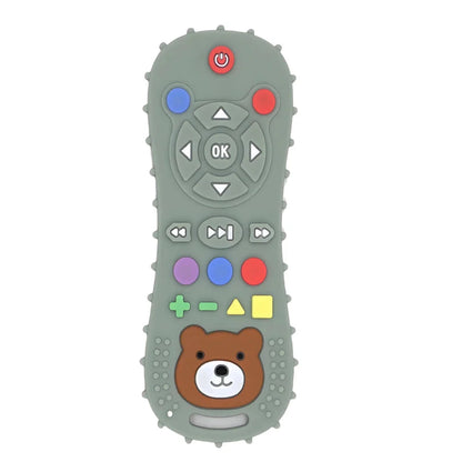 Baby TV Remote Control Silicone Teether – Bear Design | Food-Grade BPA-Free | Textured Gum Relief | 2025 Upgrade | Teething Baby Gift