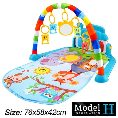Baby Play Gym with Music & Piano Mat – Kick-Activated Piano | Hanging Toys | Tummy Time Mat | 0–36 Months | Baby Shower Gift