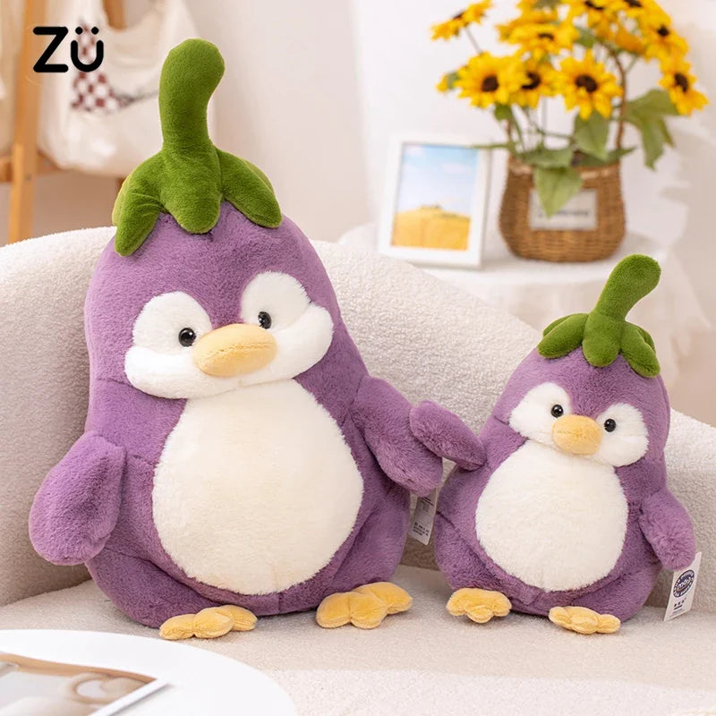 Kawaii Penguin Eggplant Plushie | Funny Vegetable Animal Toy