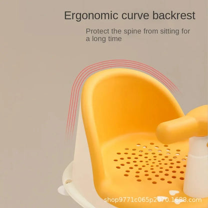 Baby Bath Seat with Suction Base & Safety Rail – Ergonomic Support Chair for Bath & Shower | Green, Pink, Blue, Yellow, Orange | Baby Shower Gift