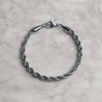5 mm Rope Chain Bracelet | 316L Stainless Steel, 19 cm