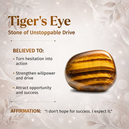 Tiger's eye stone with golden amber and dark banded stripes