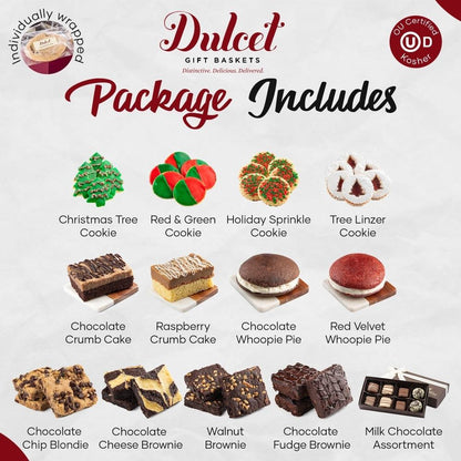 Cookie assortment layout: Christmas tree, red-green cookie, sprinkle cookie, linzer