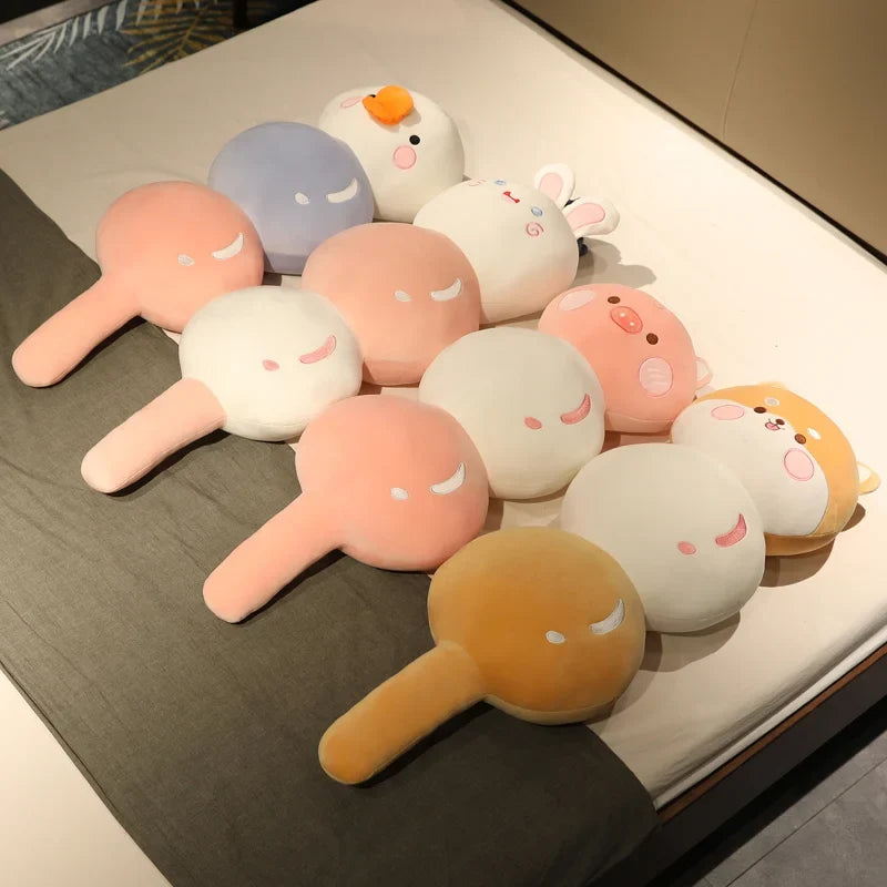 Assorted animal dango snack plush set with round faces and long limbs, pastel colors