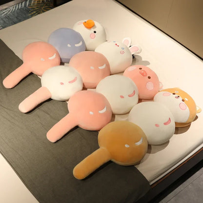 Assorted animal dango snack plush set with round faces and long limbs, pastel colors