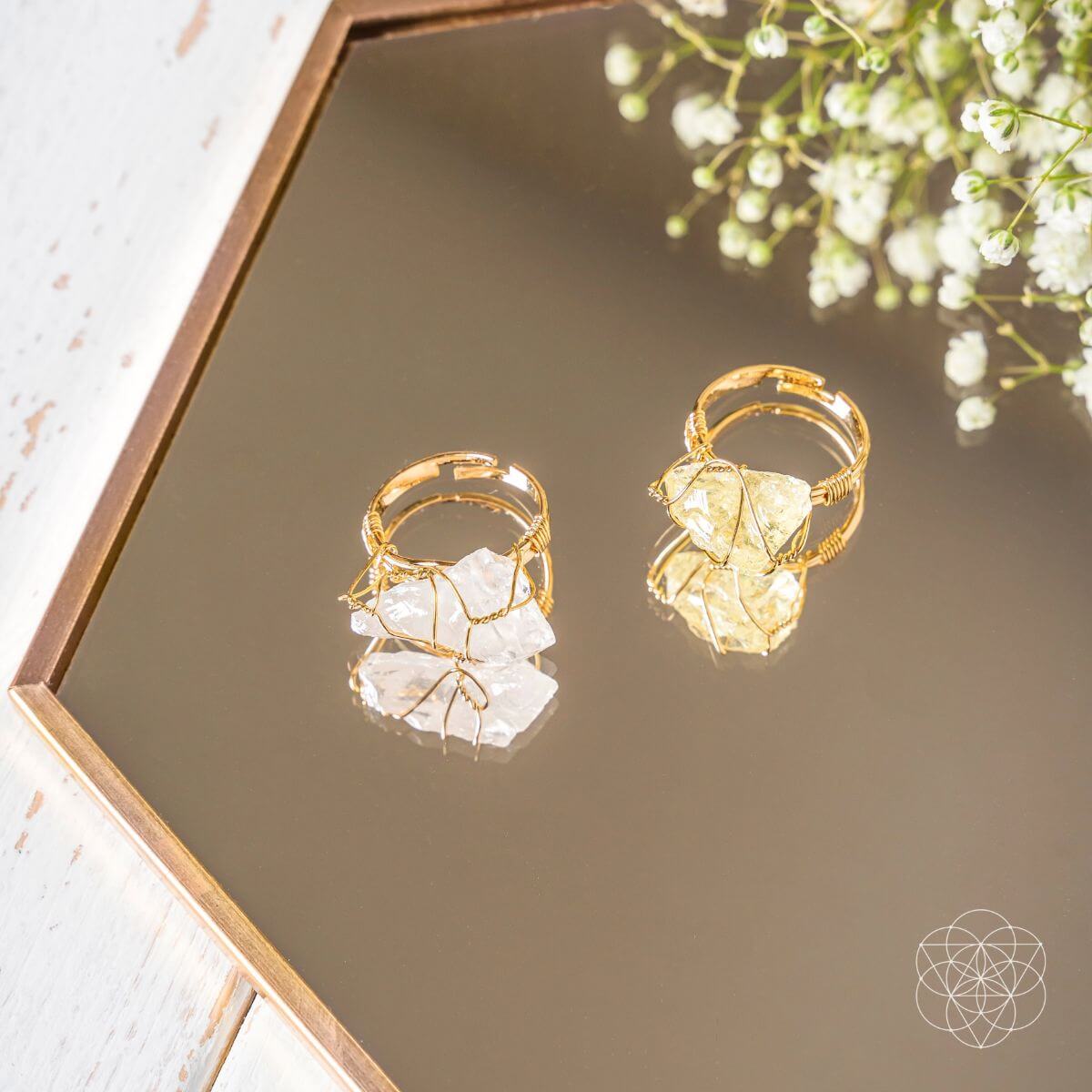 Anti-Stress Rings – Amethyst, Clear Quartz, Citrine & Fluorite, Individual or Set
