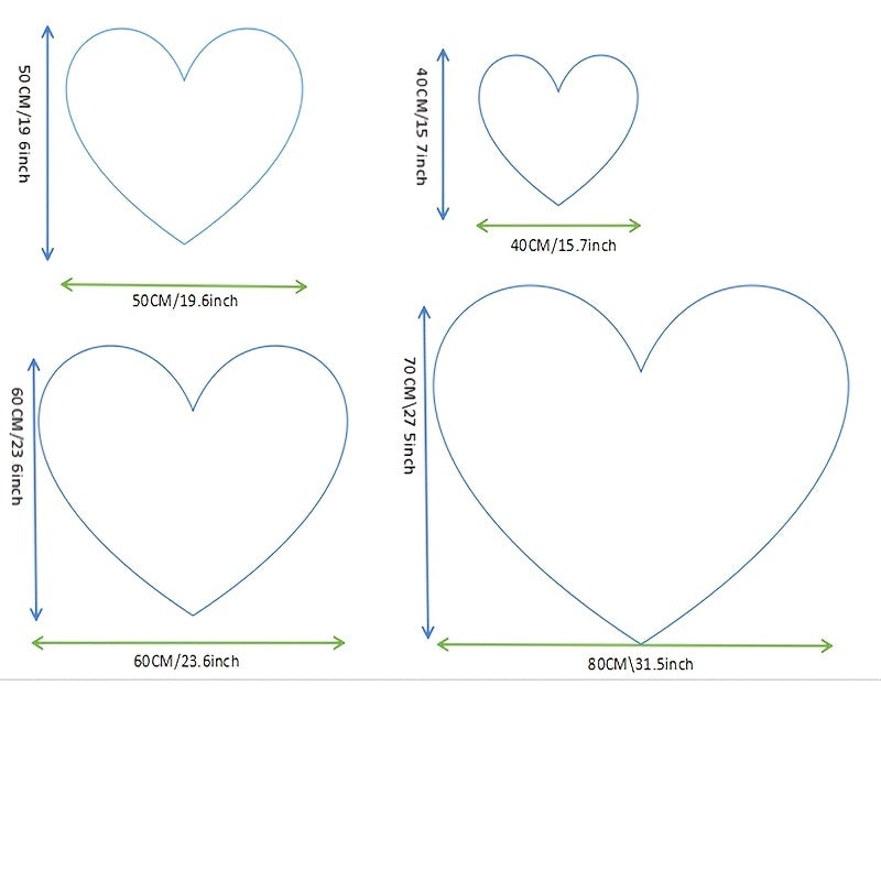Heart-shaped plush area rug size diagram with measurements