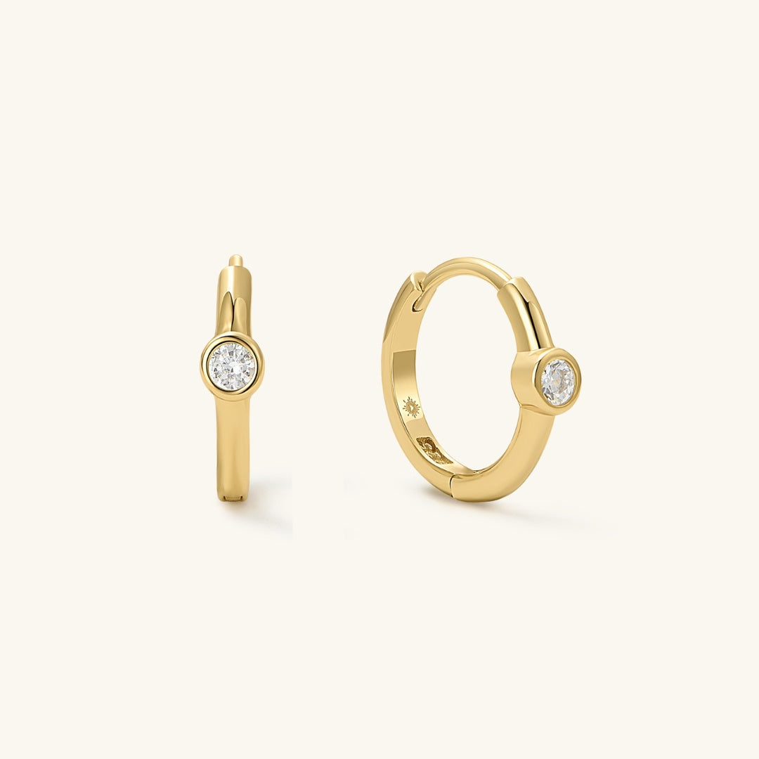 Bezel Hoop Earrings | 18K Gold Vermeil, 9 mm Inner Diameter