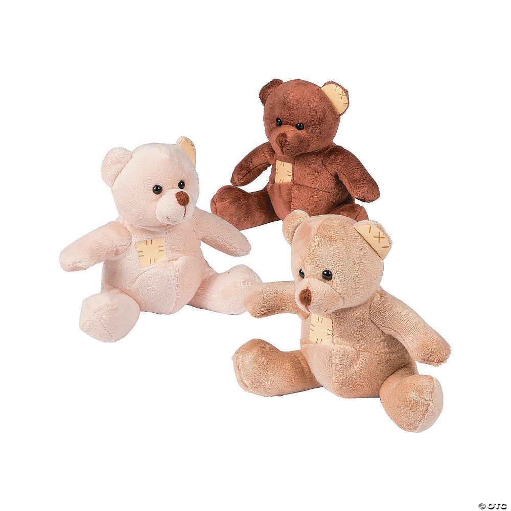 Plush suede teddy bear, three styles: cream, brown, and light tan.
