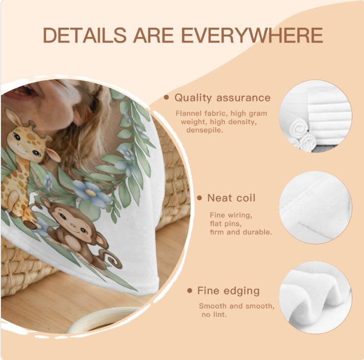 Personalized Baby Safari Round Blanket – Upload Your Child's Photo