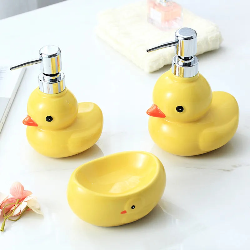 Kawaii Ceramic Duck Soap Dispenser – Cute Bathroom Accessory | 250ml & 450ml