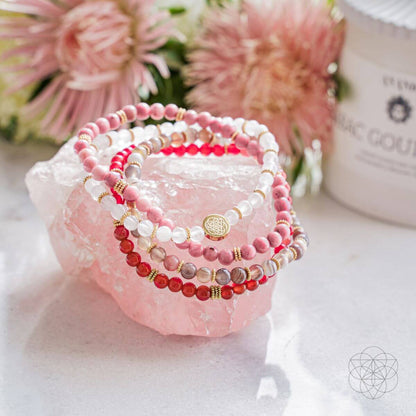 Change & Transformation Bracelet Pack of 4 – Moonstone, Botswana Agate, Carnelian & Rhodonite