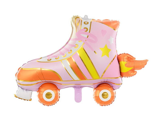 Roller skate balloon in lavender and orange with yellow stripes and a star detail