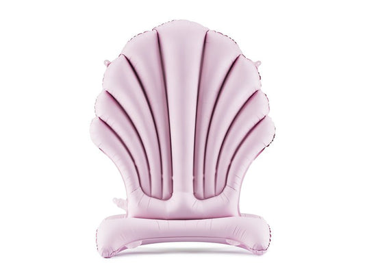 Standing seashell balloon, pink satin finish, upright and freestanding