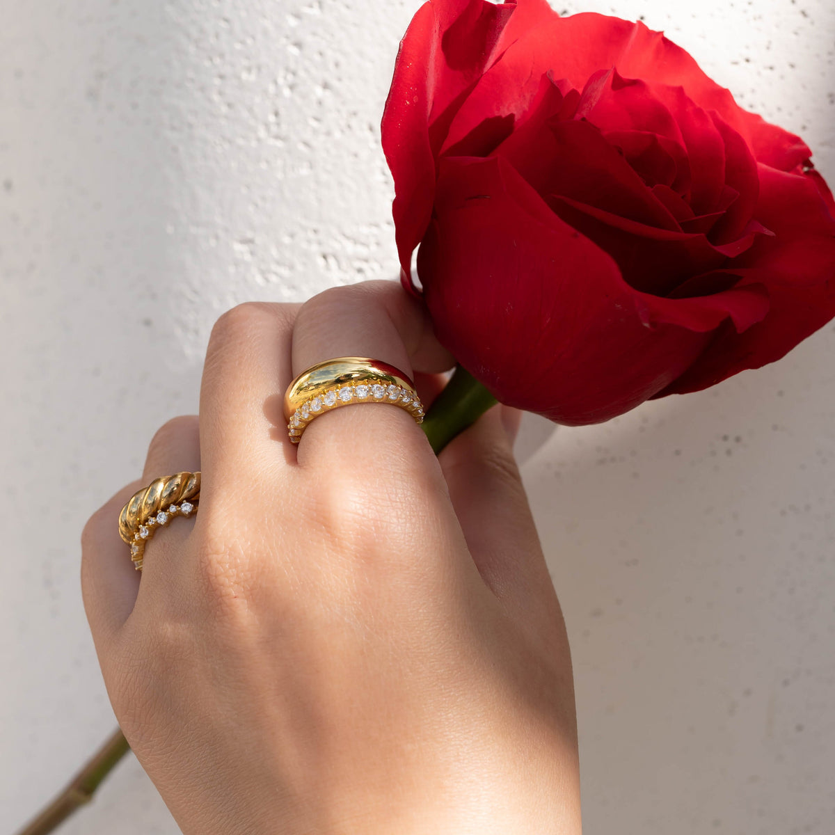 Croissant Dome Ring | Lightweight 18K Gold-Plated Band, 6.5 mm