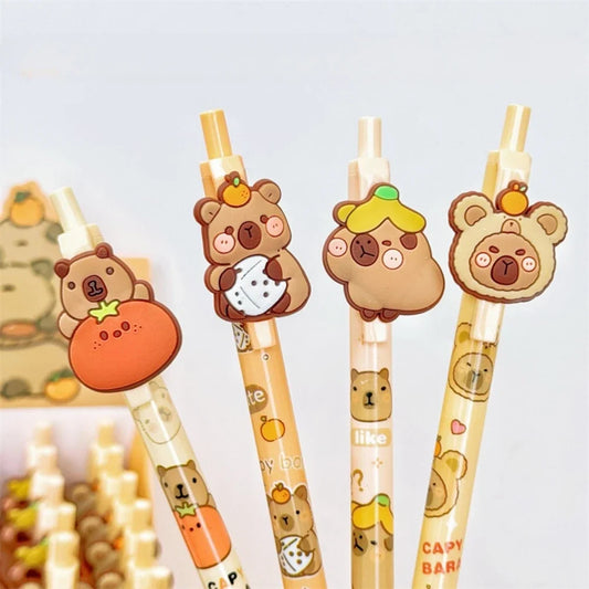 Kawaii Capybara Pens – Cute 4-Piece Gel Pen Set | 0.5mm Writing Tip | Random Designs