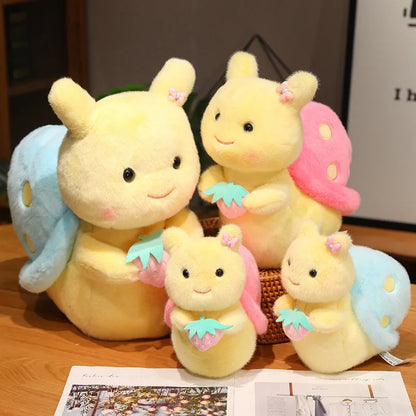 Kawaii Strawberry Snail Plushie – Cute Berry Garden Stuffed Animal | Pink & Blue | 22cm & 35cm