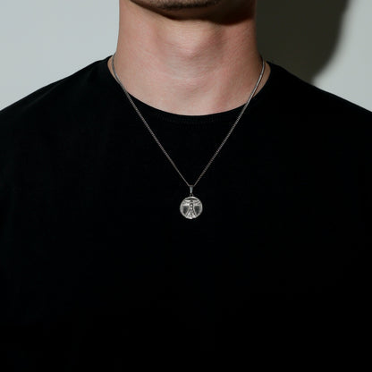Da Vinci Vitruvian Man Necklace | 316L Steel, 20.8-Inch Chain