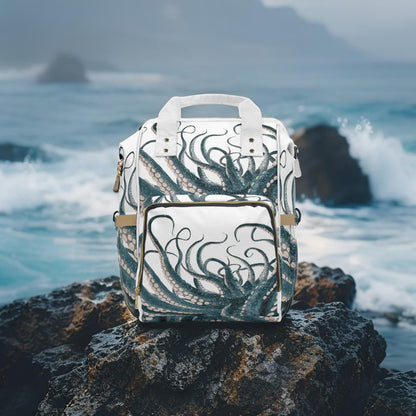 Octopus Diaper Bag Backpack - Ocean Tentacle Print Nylon Baby Bag for Parents Who Love the Sea, 15x10.8x6.7 in