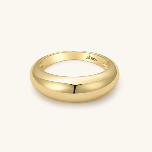 Lightweight gold-plated dome ring with smooth rounded band, 6.5 mm width