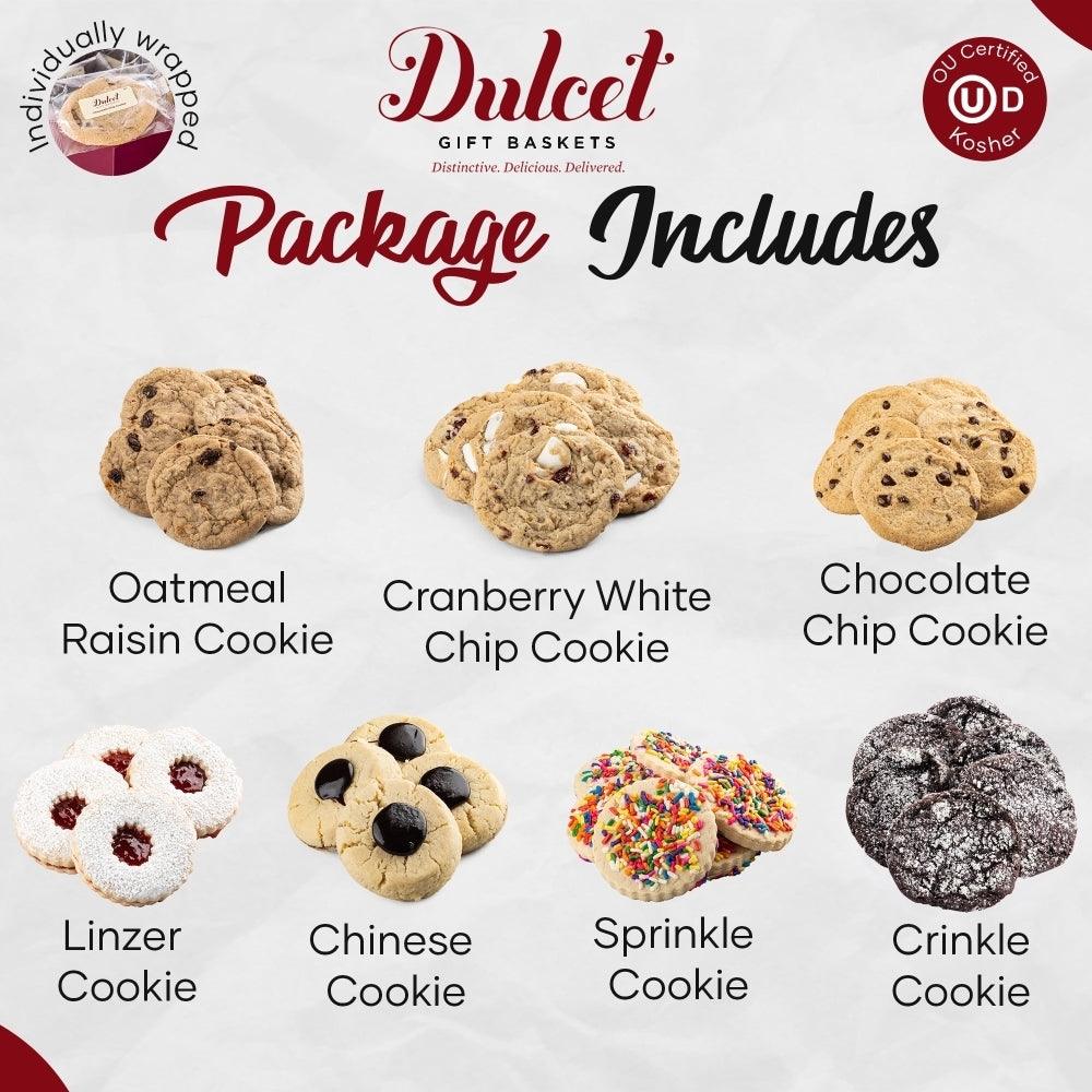 Cookie assortment variety display with assorted cookies and fillings