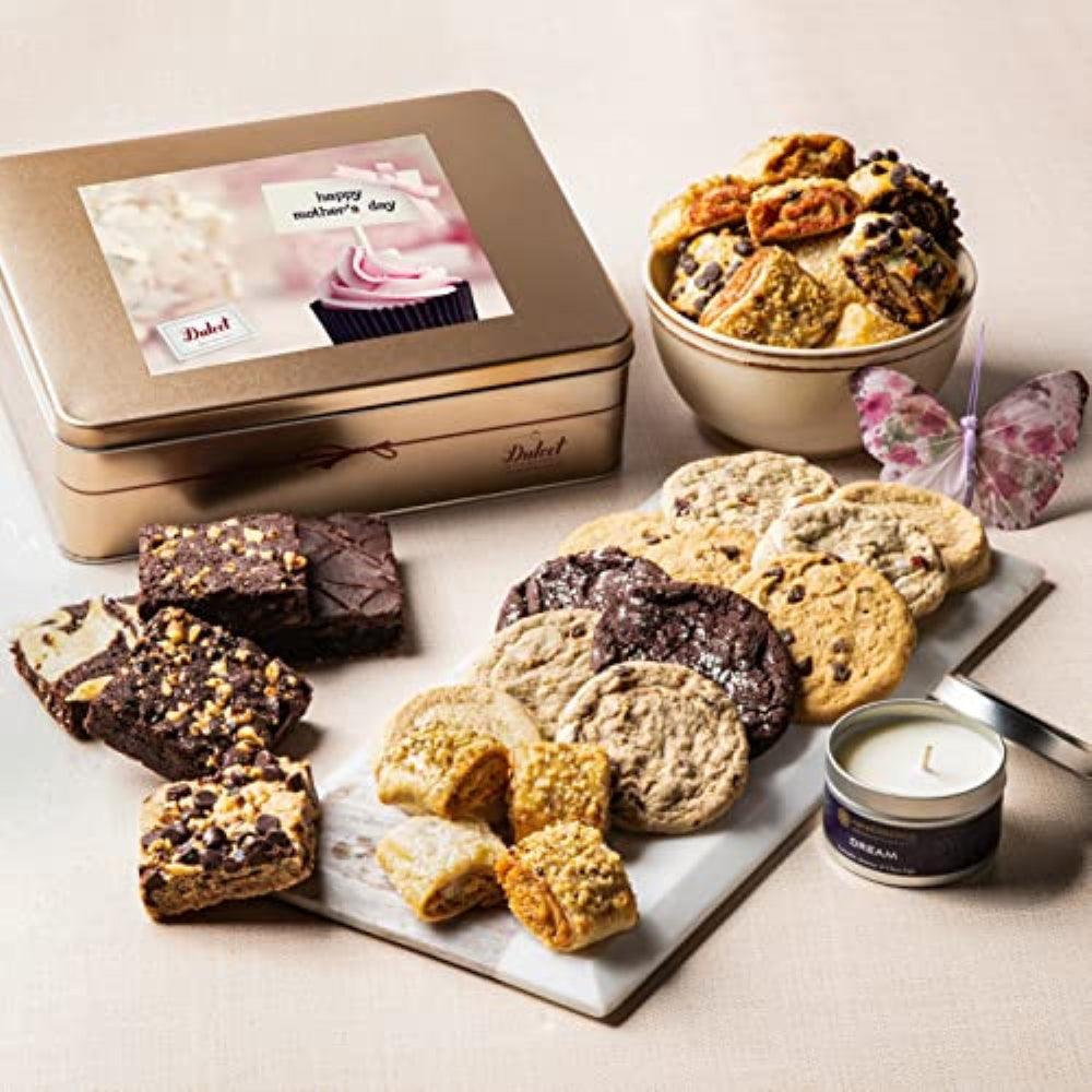 Classic Tin Treats assortment with gift tin, cookies, and a small candle
