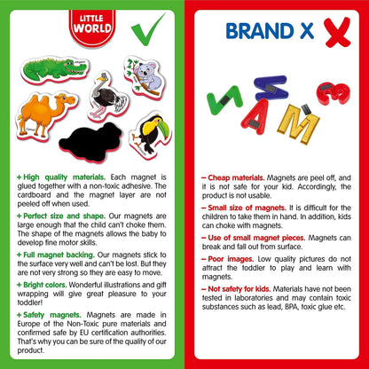 Foam zoo animal fridge magnets with non-toxic materials and secure magnetic backing