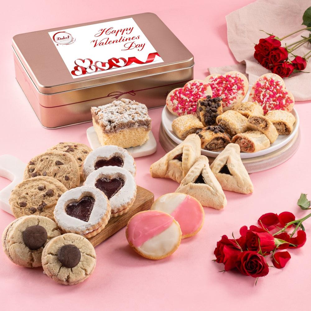 Valentins-Geschenkbox Deluxe mit „Happy Valentine’s Day“ und assortierten Keksen