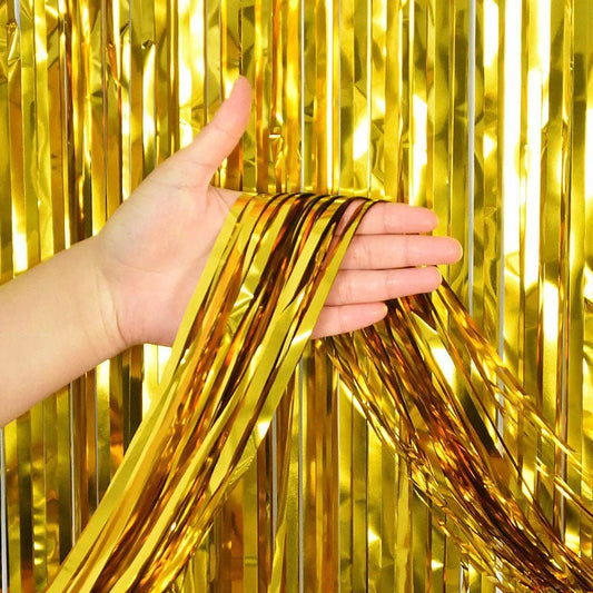 Gold Metallic Fringe Curtain