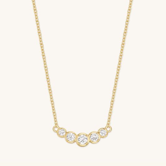 Gold Filled Diamond Bezel Cluster Necklace