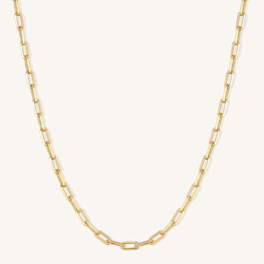 Gold-tone paperclip chain necklace with bold oval links