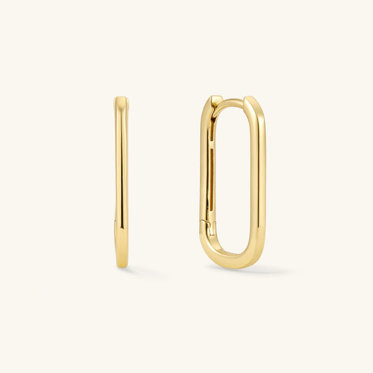 Gold-filled oval hoop earrings, smooth curved gold hoops