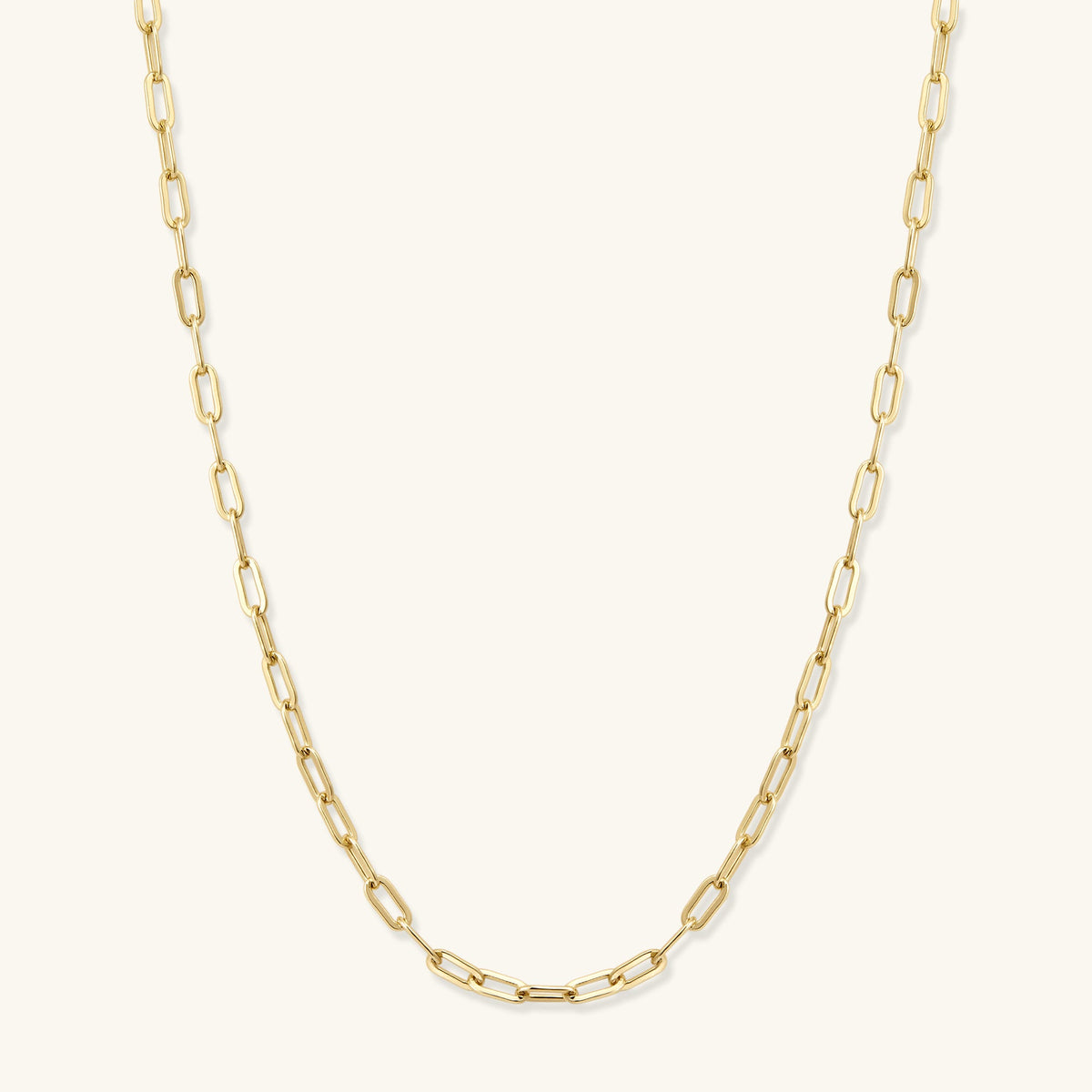 14K gold-filled paperclip chain necklace with smooth oval links, 2.5 mm