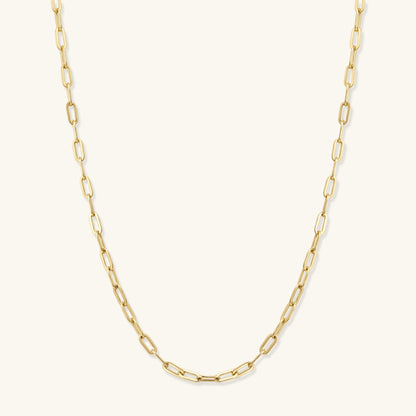 14K gold-filled paperclip chain necklace with smooth oval links, 2.5 mm