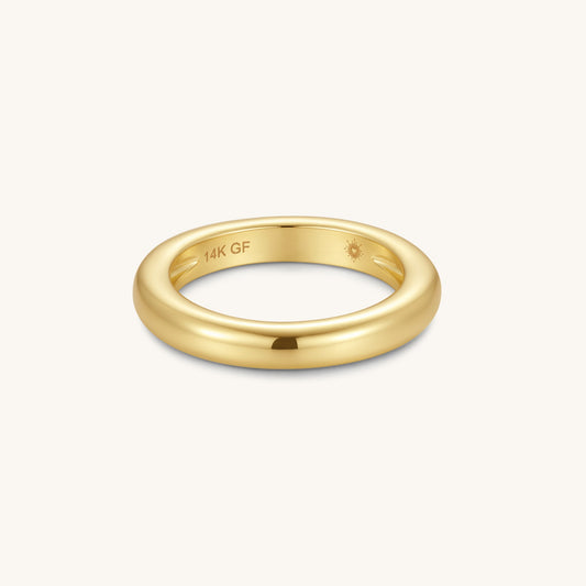 Gold filled plain band ring with smooth gold-tone finish