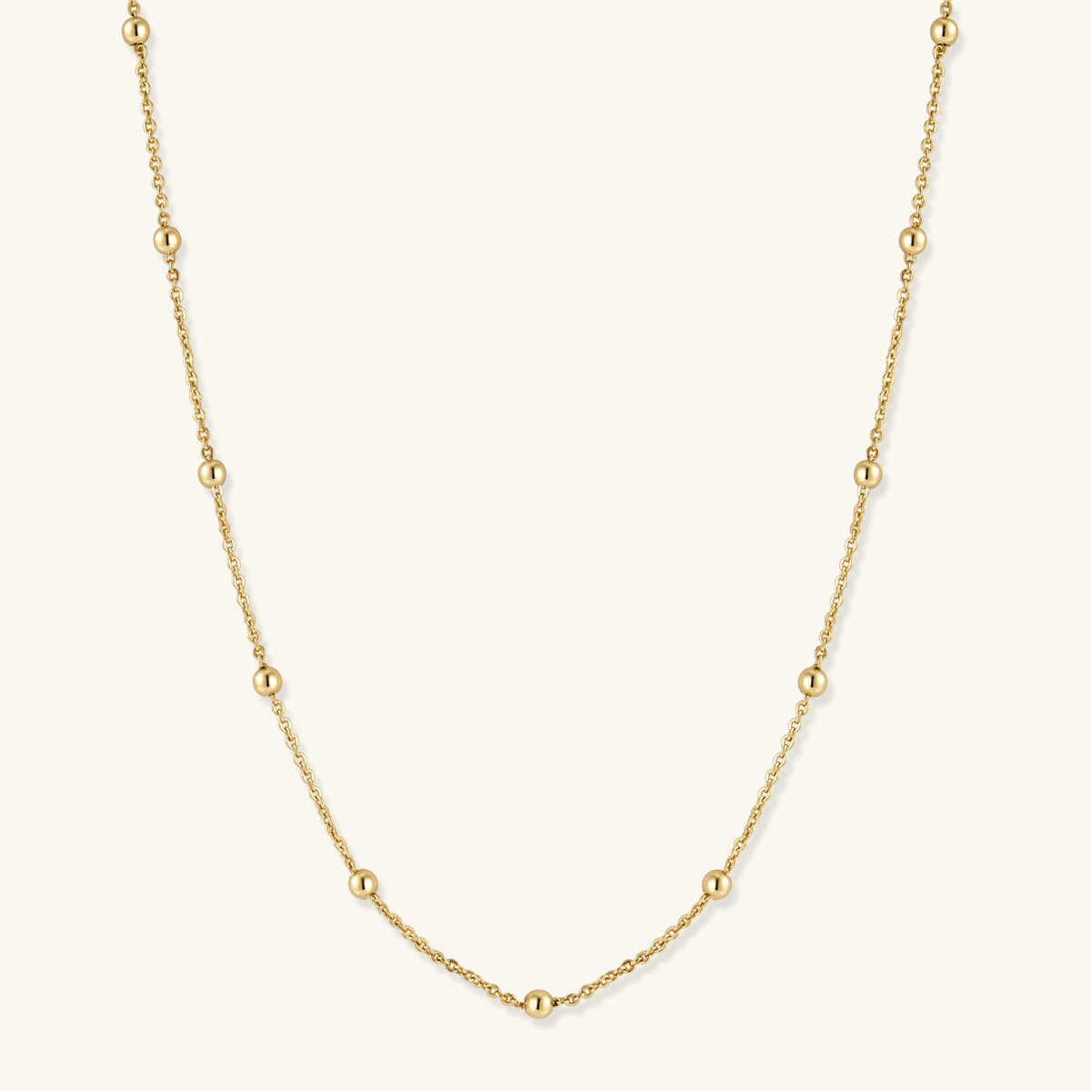 Gold satellite chain necklace with small bead stations, adjustable length