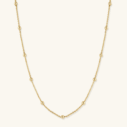 Gold satellite chain necklace with small bead stations, adjustable length