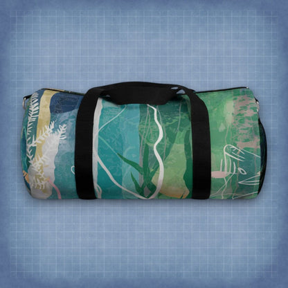 Green Ocean Duffel Bag - Watercolor Underwater Ocean Art Barrel Duffel in Teal, Aqua, and Emerald with Coral and Kelp, Ocean Lover Gift in Small or Large