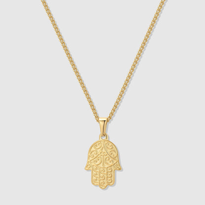 Hamsa Pendant Necklace | 316L Steel, 20.8-Inch Curb Chain