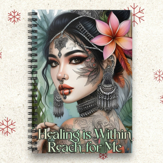 Healing Journey Journal Spiral Notebook – Healing is Within Reach for Me | 118 Ruled Pages | Spiral Bound 6” × 8” | Self-Care Journal for Women
