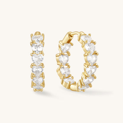 Heart Diamond Hoops