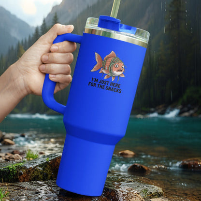 Funny Insulated Travel tumbler - 40oz, Snack Lover Gift, Fish Design Mug, Personalized Gifts for Him