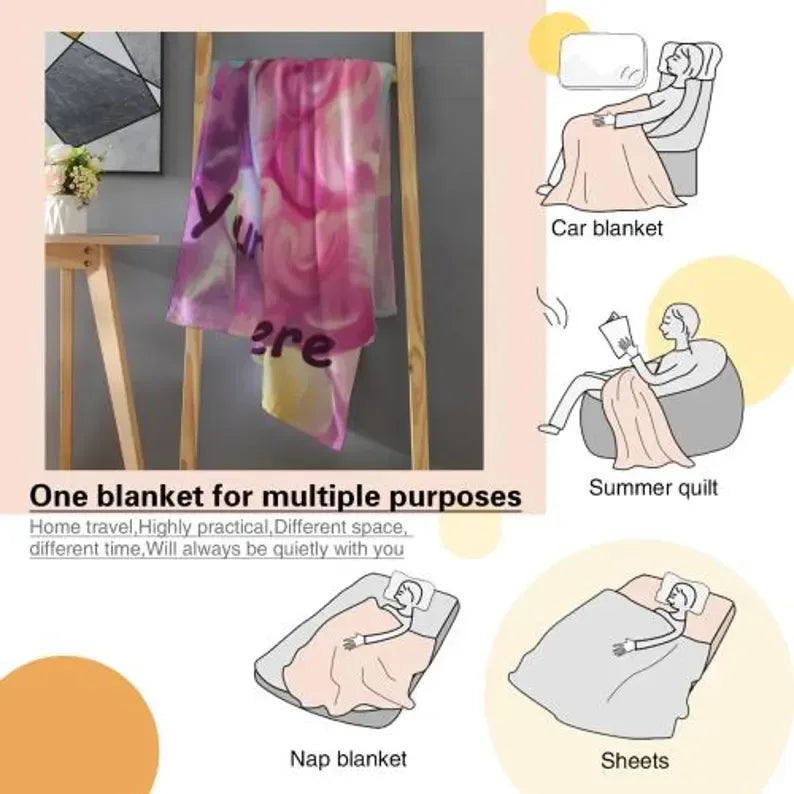 Personalized Unicorn Hello Kitty Fleece Blanket: Custom Name Throw - Dream Dragons