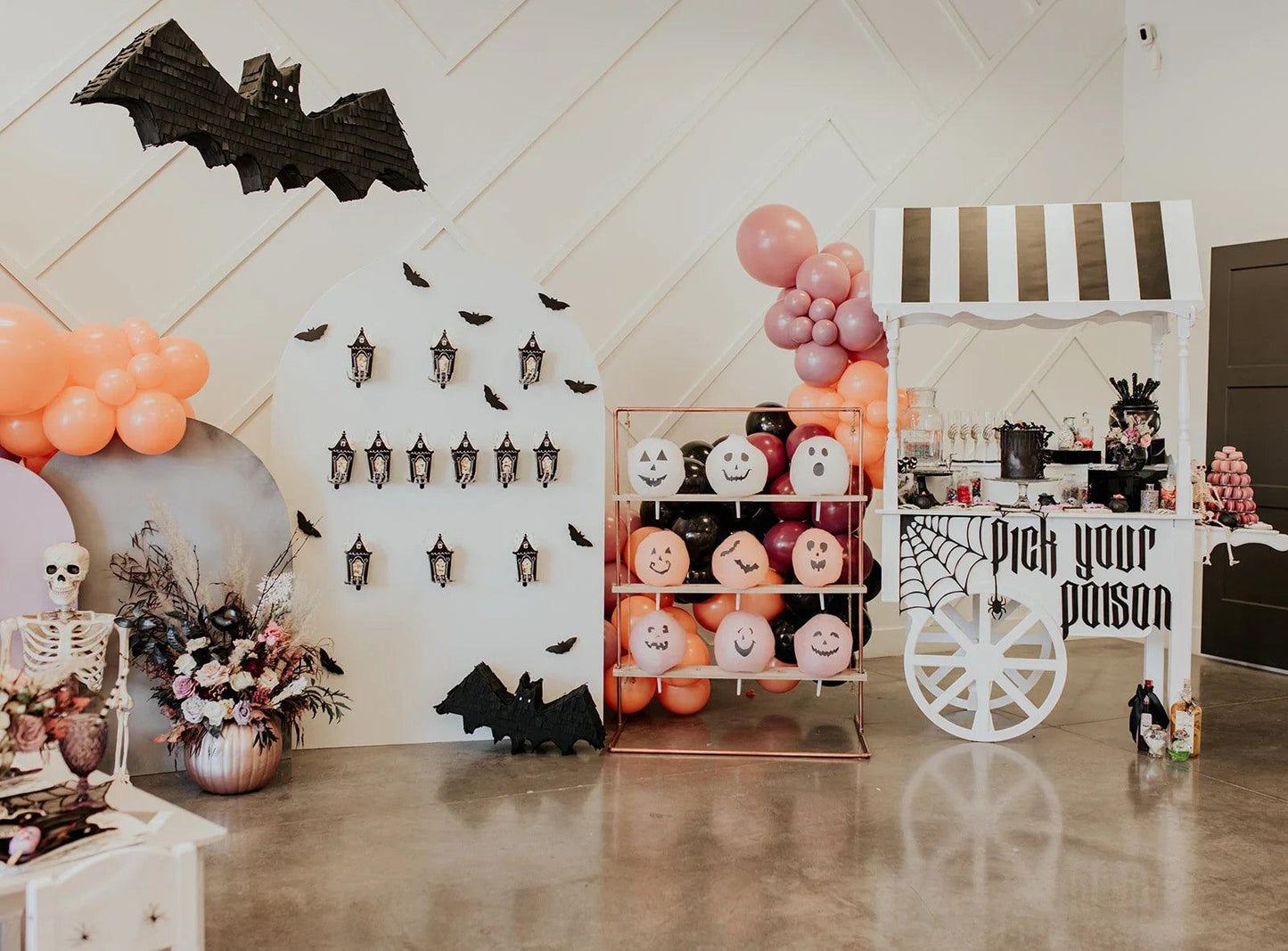 Bat piñata wall decoration, dark gray with layered edges and small eye dots