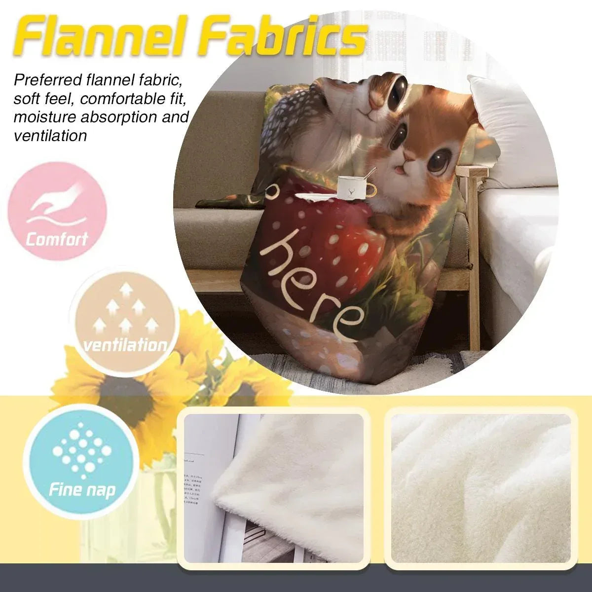 Personalized Bunny & Deer Snuggle Blanket: Soft Flannel Fleece Throw, Name Gift - Dream Dragons