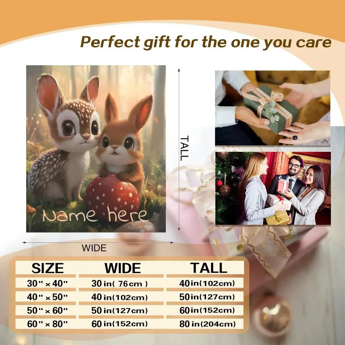 Personalized Bunny & Deer Snuggle Blanket: Soft Flannel Fleece Throw, Name Gift - Dream Dragons