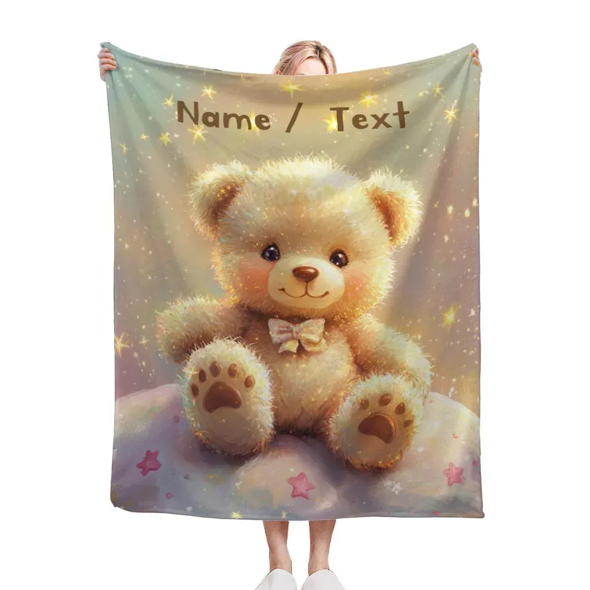 Personalized Teddy Bear Plush Blanket, Snuggly Throw, Soft Flannel Fleece, Super Soft Name Gift - Dream Dragons