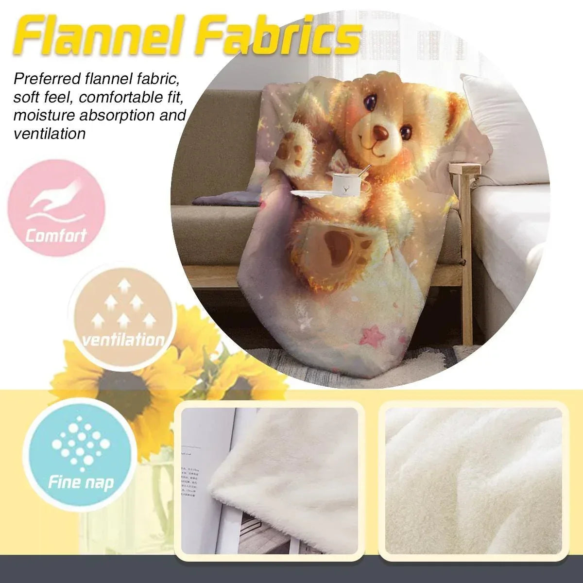 Personalized Teddy Bear Plush Blanket, Snuggly Throw, Soft Flannel Fleece, Super Soft Name Gift - Dream Dragons