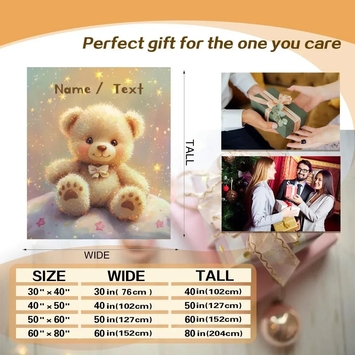 Personalized Teddy Bear Plush Blanket, Snuggly Throw, Soft Flannel Fleece, Super Soft Name Gift - Dream Dragons