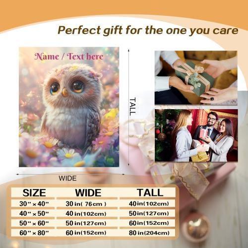 Personalized Baby Owl Fleece Bird Blanket: Magical Nature Gift - Dream Dragons